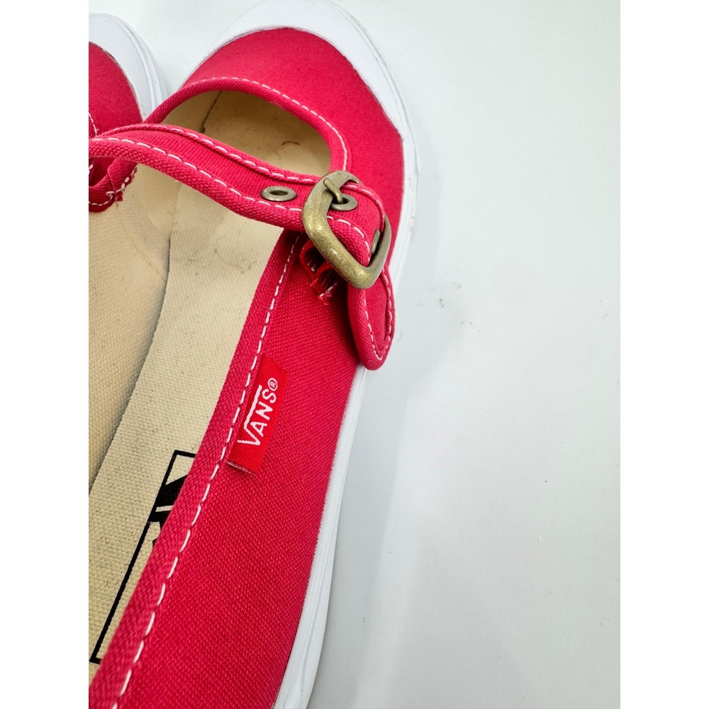 Vans Mary Jane Shoes Women 8.5 Red Canvas Buckle Strap Sneakers - Picture 15 of 16